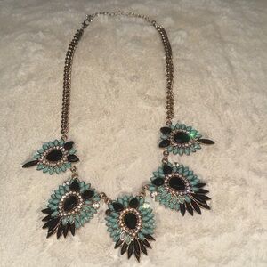 Elegant Turquoise and Black Statement Necklace